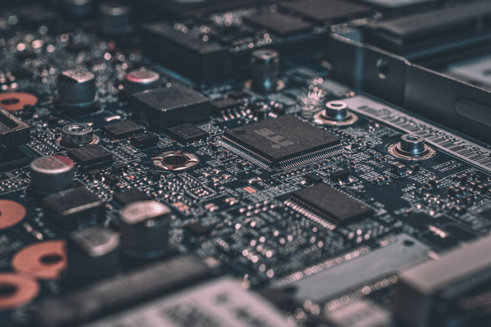 A circuit board with processors and components